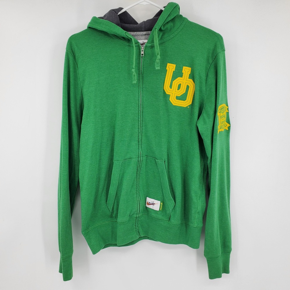Vintage Nike Oregon Ducks Full Zip Hoodie Green Large‎ University of Oregon Y2K